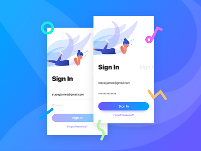 Music App - Sign In app clean colour flat gradient illustration login music music app sign up ui vector