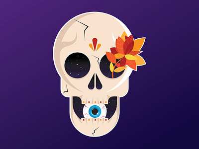 Something Spooky autumn creepy eyeball galaxy halloween illustration leaves scary skull spooky sticker stickermule vector