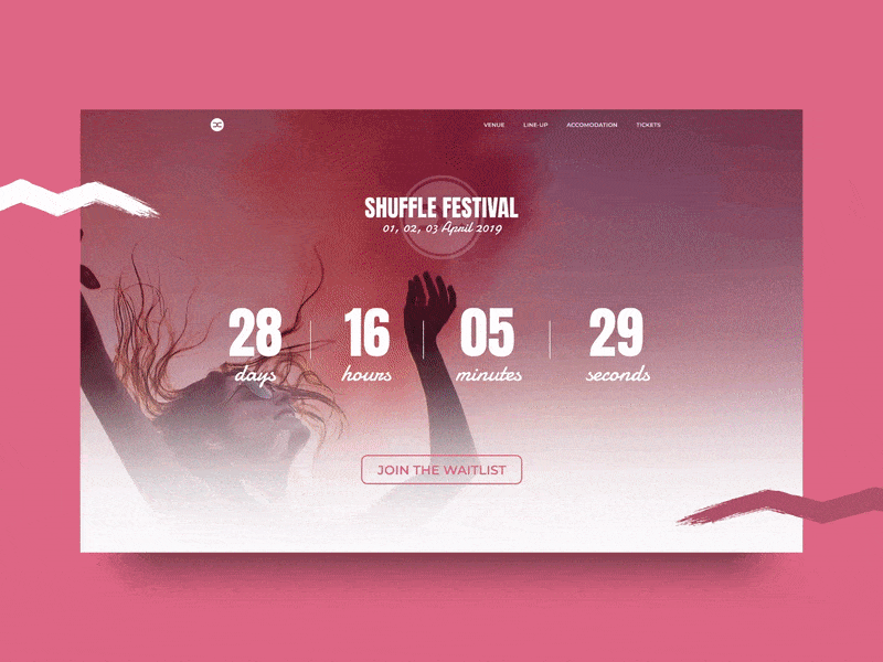 Music Festival Countdown billie eilish carousel colour countdown countdown timer festival gif homepage keynote map maps music music festival photography pink post malone site timer uidesign website