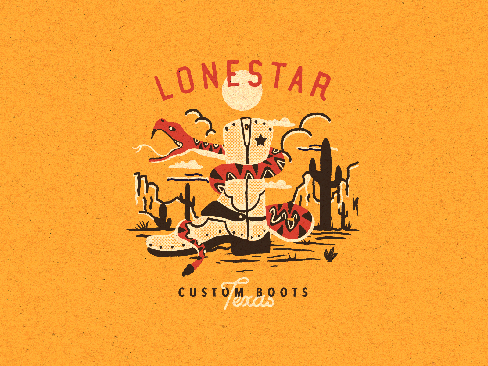 Lonestar Custom Boots - Texas american classic desert design dutchman illustration london lonestar snake texas thedutchman usa vintage vintage design vintage logo visual western wildwest