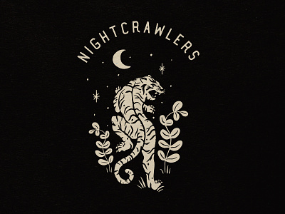 NIGHTCRAWLERS blackandwhite classic dutchman illustration illustration art illustrator logo logotype night procreate tiger tigers vintage vintage design vintage font vintage logo