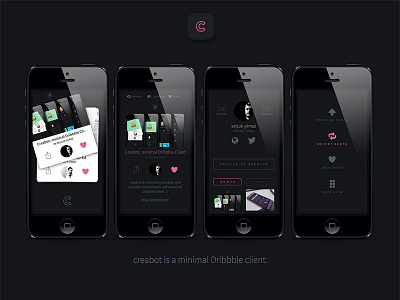 Creabot is a minimal dribbble client clean client creabot dribbble minimal selcukyilmaz sy