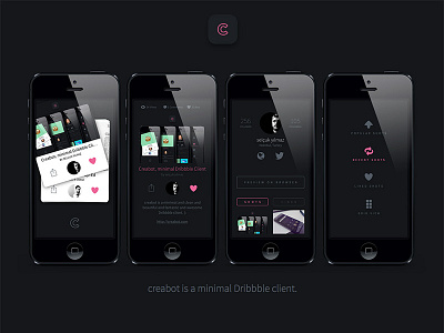 Creabot is a minimal dribbble client