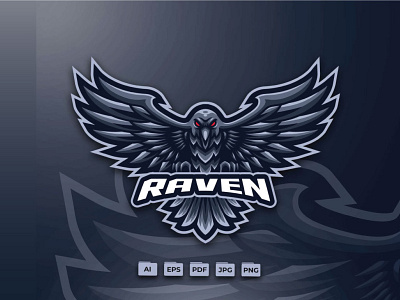 RAVEN Logo Design 3d adobe animation app black designology branding channel logo company logo design eagle logo graphic design illustration logo logo 3d motion graphics raven logo ui