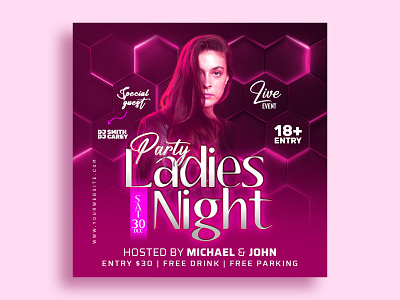 Ladies Night Party Social Media Flyer 
& Web Banner Template