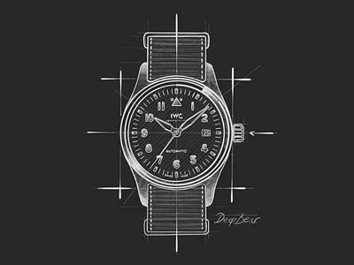 IWC watch architect blueprint branding concept design draw drawing hand handdrawn illustration iwc logo logodesign product productdesign sketch sketching ui vector watch