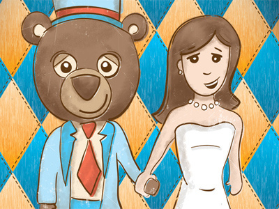 Wedding Bear bear cartoon character illustration suit wedding