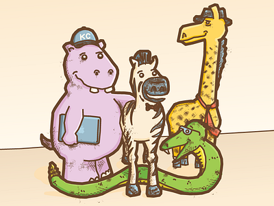 Safari Animals Illustration animals characters giraffe hippo illustration safari snake zebra