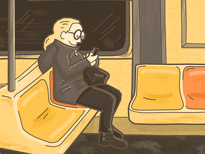 Girl on Subway illustration nyc subway travel waiting