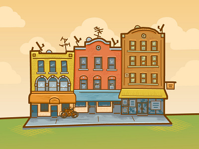 Brooklyn buildings illustration nyc storefront