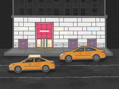 Manhattan building city nyc storefront taxi