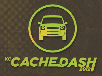 KC Cache Dash 2012 car geocaching land rover logo opencaching seal