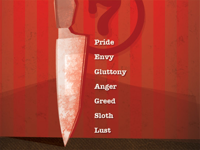 Seven Deadly Sins illustration knife macabre poster red seven deadly sins