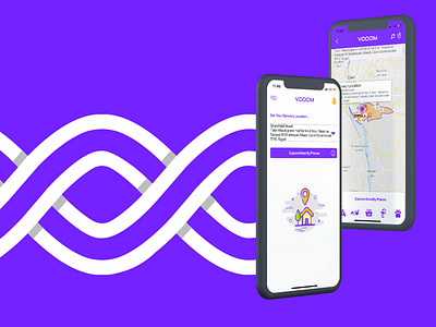 VOOOM - Delivery App behance design draw logo mobile app presentation purple ui shot