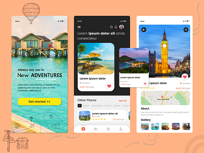 Travel App Design Template app appdesign design graphic design mobileapp template design ui ux