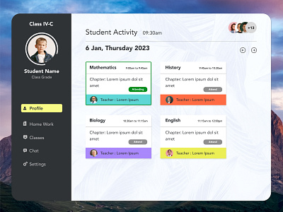 Student Management Dashboard Design