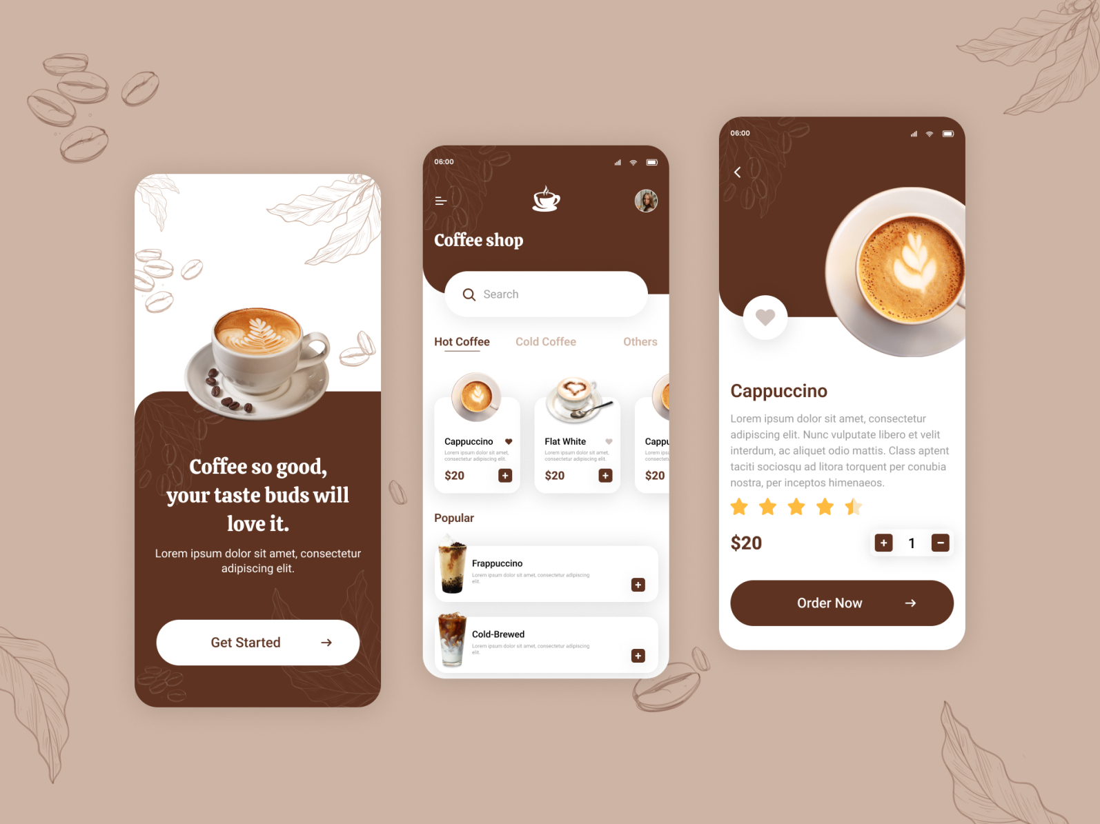 Coffee App Design Template by Prologic Technologies on Dribbble