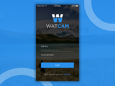 Login page for Watcam design login mobile app ui ux аction camera