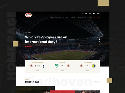 PSV official website design football home page netherlands ui ux website