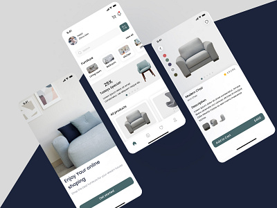 Mobile App - Furniture Shop architecture chair ecommerce figma furniture furniture app interior design kitchen marketplace mobile app modern design sofa table ui ui design user interface