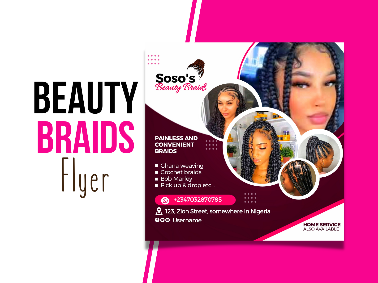 Braid stylist flyer by Vera Ogbebor on Dribbble