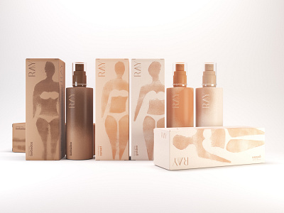 bronzer spray RAY branding design illustration packaging paper