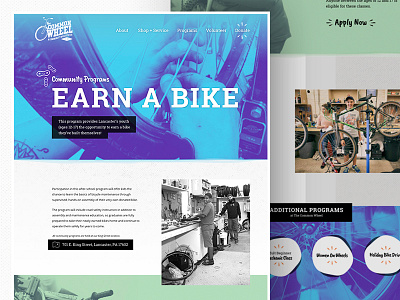 The Common Wheel Website bikes bold colorful community desktop duotone non profit ui web website