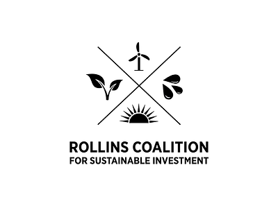 Rollins Coalition for Sustainable Investment Logo black and white design icon illustration lettering logo typography vector