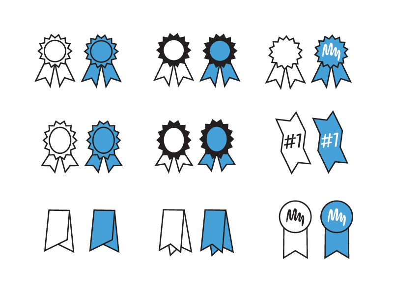 Icon Drafts ribbon blue ribbon award wip vector icon