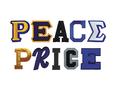 Peace / Price embroidery fonts lettering patch texture