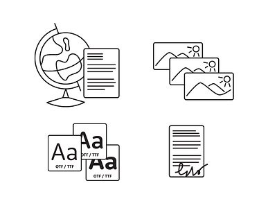 Icons for internal foundry materials flat fonts greyscale icons monoline