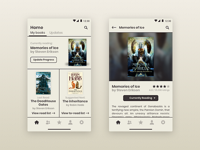 Goodreads app concept redesign beige book concept goodreads lines reading trend trendy ui ui design ux ux design