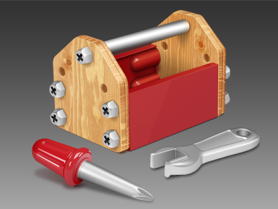Settings icon icon design red toolbox wood