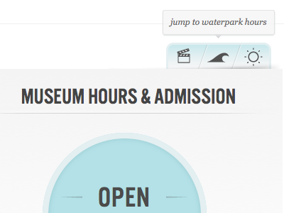 Completed Hours & Admission Little Nav css3 hours icons movie movies navigation tooltip ui weather