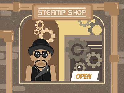 Steamp Shop brand and identity design illustration vector