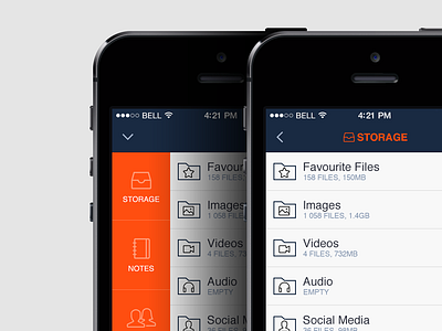 Private Folder App app flat folder interface ios 7 iphone menu private storage table view ui ux