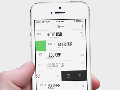 Alerts Screen alarm alert app bitocin currency interface iphone mobile notification ui ux