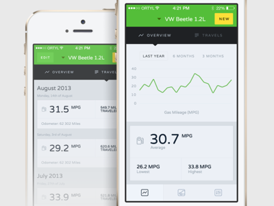 Fuel Tracking App app car chart fuel graph interface ios iphone statistics stats ui ux