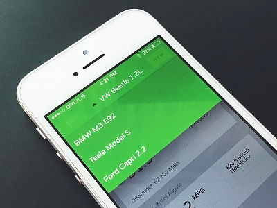 Vehicle Choosing app application car dropdown fuel ios iphone list tracking ui ux vehicle