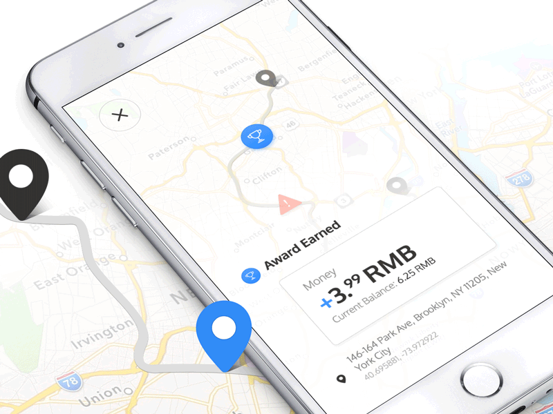 Map Interactions alert app award interaction interface ios iphone map pin route ui ux
