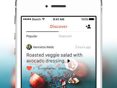 Discover Screen — Food App app discover dish feed food interaction interface ios meal recipe ui ux
