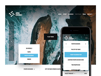 Aria Drones — Portfolio app design gallery interface photo portfolio responsive ui video web website