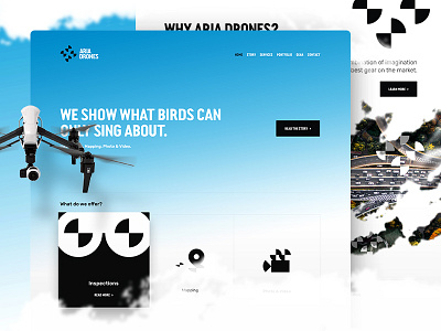 Aria Drones — Homepage drone drones homepage interaction interface landing lp page uav ui web website