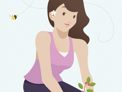 Gardening Girl Illustration bee illustration vector