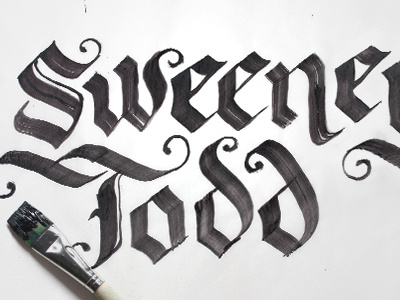 Sweeney Todd Paint blackletter calligraphy flat brush paint