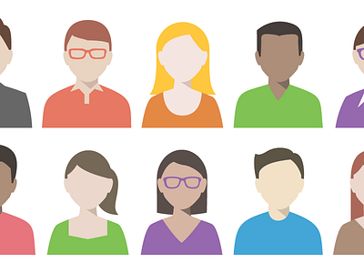 People icon set colorful diversity faceless flat icons people