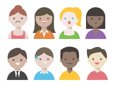 Little People Icons cute diversity emotion expression geometric icons people