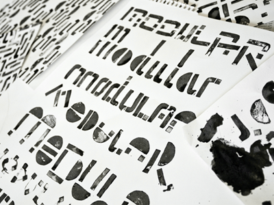 Modular Type ink potato stamps typography