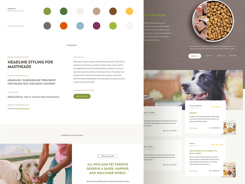 Website Stylesheet design dog food pet stylesheet typography ui ui kit ux website website redesign