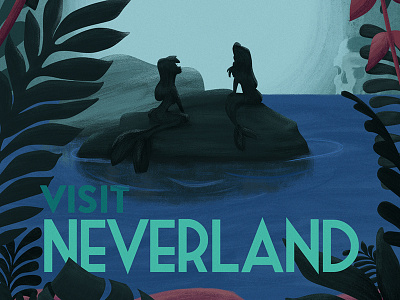 Neverland Travel Poster gouache neverland peter pan travel poster